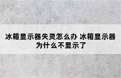 冰箱显示器失灵怎么办 冰箱显示器为什么不显示了